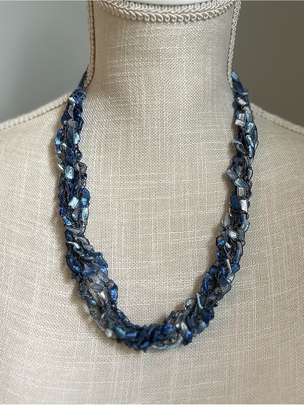 Elegant Blue Multi-Strand Knit Necklace - Women Jewelry